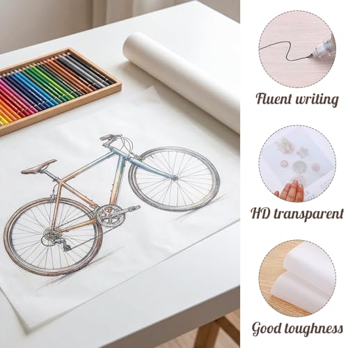 Tracing Paper Roll 36 in × 50 yd, White Pattern Paper for Sewing | 26 gsm Translucent Paper, Tear Resistant, Smooth for Tracing, Drawing, Sketching, Patterns, Gift Wrap - size: 36in x 50yd