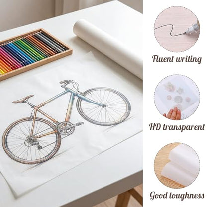 Tracing Paper Roll 36 in × 50 yd, White Pattern Paper for Sewing | 26 gsm Translucent Paper, Tear Resistant, Smooth for Tracing, Drawing, Sketching, Patterns, Gift Wrap - size: 36in x 50yd