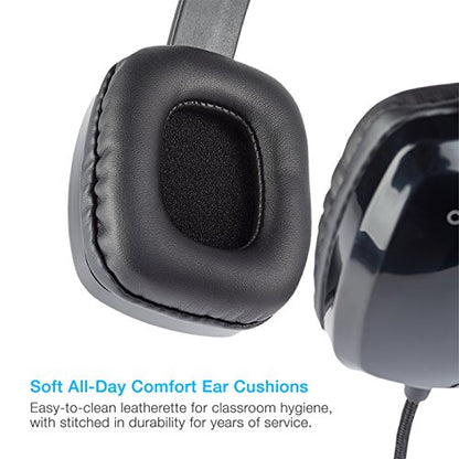Cyber Acoustics Stereo USB Headset (AC-6012-20), Unidirectional Microphone with Flexible Boom for PC & Mac; in-line Audio Controls; Perfect for Classroom or Home - 20 Pack - size: 20-USBA