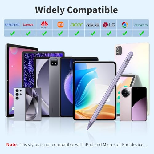 Stylus Pen for iOS&Android Touch Screens, Active Pencil for Samsung, Smart Digital Stylus Pens for Lenovo/Huawei/Vivo/Mi and Other Tablets, iPhone/Google Pixel Smart Phones Drawing&Writing (Purple) - color: Purple