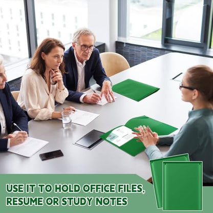 Henoyso 60 Pack Plastic Folders with Clear Front Pockets Bulk Heavy Duty File Folders with 2 Pockets and Card Slot for Student Teacher Back to School Supplies Office Presentation (Deep Green) - color: Dark Green