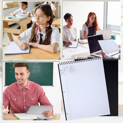 MotiMind 10 Pack 8.5" x 11" Top Spiral Notebook with 3 Hole Punched Legal Pads College Ruled Notepad 50 Sheets Hard Cardboard Paper Wirebound Notepad for Office School Business (White) - color: White