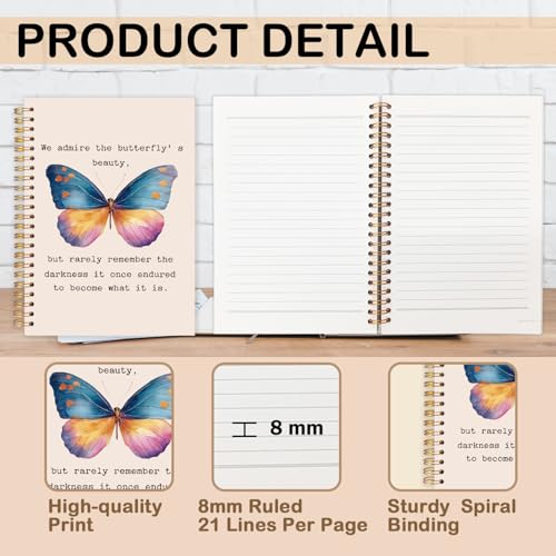 Inspirational Gifts for Women Butterfly Spiral Notebook, Inspirational christian Journal, Motivational Spiral Scripture Notebook for Note Taking,Hardcover Spiral Journal Notebook 5.5x8.3 Inch - color: Butterfly