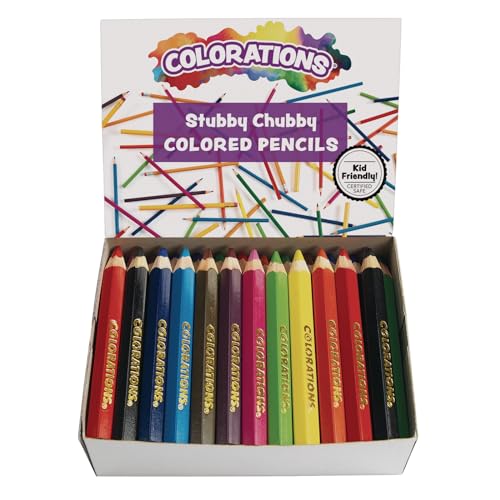 Colorations STUBPEN Stubby Chubby Colored Pencils for Kids - Set of 48 | Shorter Size and Easier for Young Children to Handle, Easy to Grip, Beginner Pencils, Kids' Coloring Pencils - style: Chubby - 10 Colors