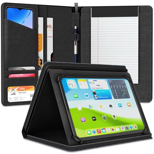 Universal Padfolio Case – Tablet Portfolio Organizer with Notepad Holder – Compatible with iPad 10th 11th Gen, iPad Pro 11, iPad 7 8 9 10.2 10.9 and 9.7 inches - color: Grey