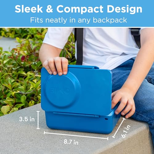Omie OmieBox UP bento Box for Kids | Insulated Lunch Box | Leak Proof Vacuum Insulated Thermal Food jar | Cooler ice Pack | 2 Compartments (Cosmic Blue) - color: Cosmic Blue