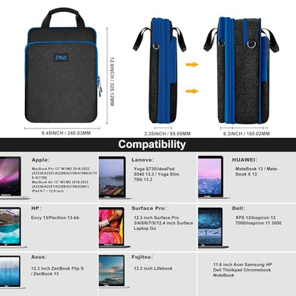 ZINZ Laptop Case 12.9 13 Shoulder Bag, Expandable Handbag with Valuables Compartment Compatible with MacBook Air/Pro/Neo 13" M5/M4/M3/M2/M1, iPad 12.9/13/11, Water-Resistant & Shockproof,B01K03 - color: B01k03, size: 13"