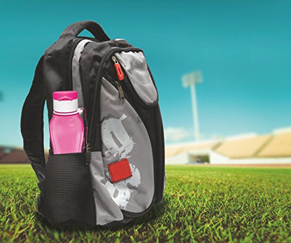 MILTON Sports Water Bottle Kids Reusable Leakproof 25 Oz 4-Pack Plastic Wide Mouth Large Big Drink Bottle BPA & Leak Free with Handle Strap Carrier for Cycling Camping Hiking Gym Yoga Fitness