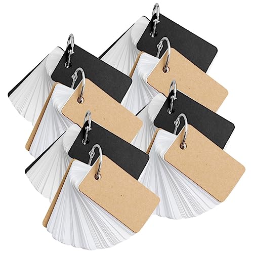 8pcs Thick Blank Cards Memory Cards Notebook Binding Ring Flashcards Memo Pad for Students - size: 7X4CM