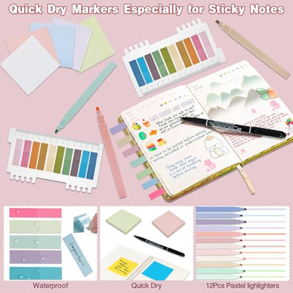 HRFGWDD 52 PCS Aesthetic School Supplies with Highlighters, Mechanical Pencils, Color Ink Gel pens, Pencil Case, Bible Study Supplies, Pens Pencils and Highlighters Set, Stationary Set for Student - color: 52pcs
