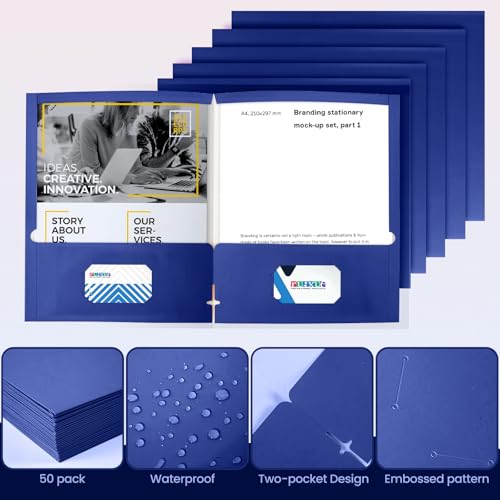BIBRADAA® 10 Packs Blue Folders,Paper Folder Surface with Waterproofing,Letter Size,Holds 100 Plus Sheets,for School,Office,Business. (10, Blue) - color: Blue