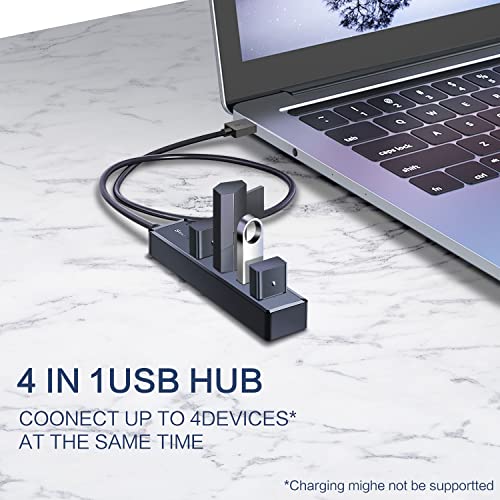 SmartQ H302S USB 3.0 Hub, 4-Port USB Expander with 2ft Long Cable, High-Speed Data Transfer, Compatible with Laptop, PC, Mac, Printer, External HDD (Pack of 2) - size: 2 ft (Pack of 2), style: USB A - 3.0