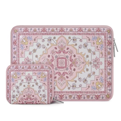 MOSISO Laptop Case 13.3 inch,13-13.3 inch Laptop Sleeve Compatible with MacBook Neo/Air 13.6/Pro 13/Pro 14, HP Dell ASUS Lenovo,Vintage National Flower Neoprene Carry Computer Bag with Small Case,Pink - color: Pink, size: 13.3 inch