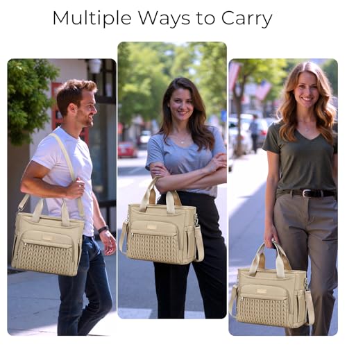 AIJIEKE Large Insulated Lunch Bag for Women Men, Work Lunch Box Tote, Khaki | Leakproof, durable multi-compartment cooler. Reusable with shoulder strap. Perfect for travel meal prep, picnic, beach - color: Brown Taupe
