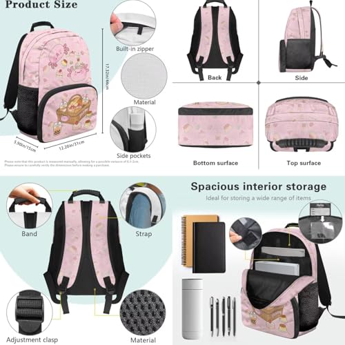 Axolotl Backpack Set for Kids, 4 in 1 Bookbag with Lunch Box, Pencil Case & Water Bottle Holder for Elementary School 1st to 6th Grade Students Daily Use - color: Axolotl Print