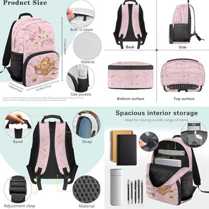Axolotl Backpack Set for Kids, 4 in 1 Bookbag with Lunch Box, Pencil Case & Water Bottle Holder for Elementary School 1st to 6th Grade Students Daily Use - color: Axolotl Print