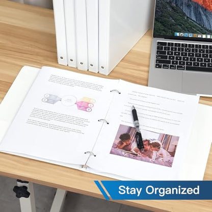SUIN 0.5-inch 3 Ring Binder -1/2'' Binders with Roung Ring Binder, Large 100 Sheet Capacity, Fit 8.5" x 11" US Letter Size Paper, White (0.5'' White - 36 Packs) - size: 0.5'' White - 36 Packs