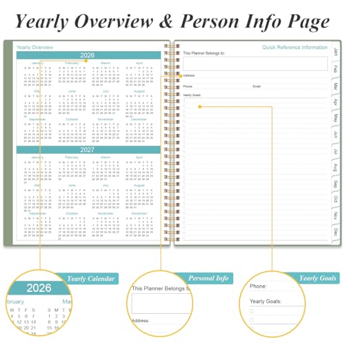 Daily Planner 2026 Full Page Per Day- 2026 Daily & Monthly Planner from January 2026 to December 2026, Day Planner 2026 with 12 Months Tabs, 8.5" x 11", Green - color: Green, size: 8.5" x 11"