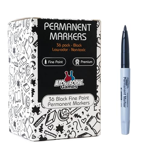 Fine Point Permanent Markers - 36 Pack, Black Pens - School Supplies | Create clear, permanent marks with durable fine point black markers for home, school, or office - style: 36 Black Fine Point