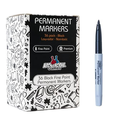 Fine Point Permanent Markers - 36 Pack, Black Pens - School Supplies | Create clear, permanent marks with durable fine point black markers for home, school, or office - style: 36 Black Fine Point