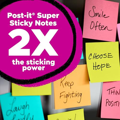 Post-it Super Sticky Notes Cube, 3 x 3 in, Supernova Neons, 1 Pad | School Supplies and Oﬃce Supplies, 2X the Sticking Power - size: 3" x 3"