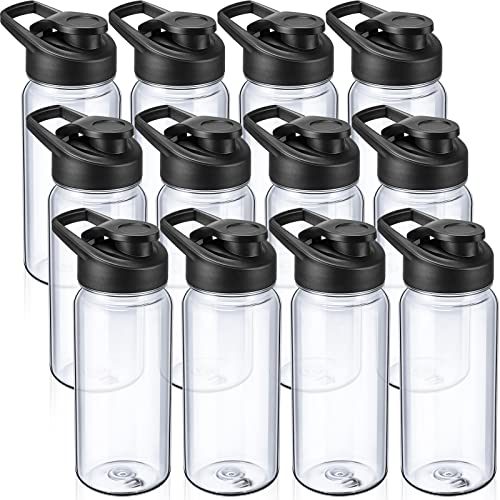 Mimorou 12 Pcs Plastic Water Bottles Bulk 17 oz Reusable Sports Bottles Portable Sports Drink Cups Pack with Handle for Kids Adults School Teams Gym Hike Camping Cycling(Clear) - color: Clear
