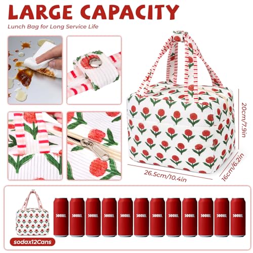 cow print Lunch Box for Women, Insulated Women Lunch Bag, Cute Small Tote Bag Reusable Cooler Bag, Work Office Use,Nurse Funny Gifts, Travel Birthday Gifts for Friends Girls - color: White