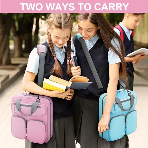 3 Ring 3 Inch Zipper Binder, 700 Sheets Large Capacity Waterproof School Binder, D-Ring Zip Up Binder Bag with Shoulder Strap, Compatible with 15.6-Inch Laptop