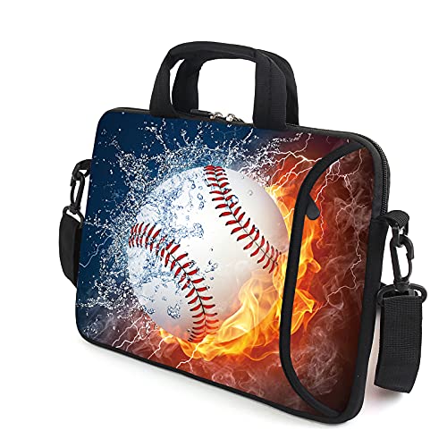AMARY 13" 13.3" laptop sleeve chromebook case adjustable shoulder strap with handle accessory pocket (Baseball) - color: Baseball
