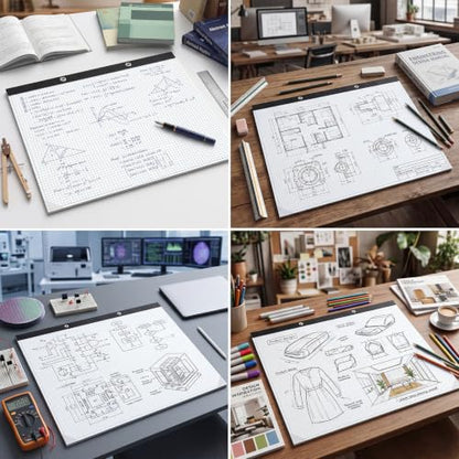 Thboxes 1 Pack 22"x17" Engineering Graph Paper 50 Sheets 4x4 Quad Ruled | Easy Tears Off Grid Paper Pad, Giant Drafting Pad for Office School Engineer Architect Designer Mathematician Draftsman