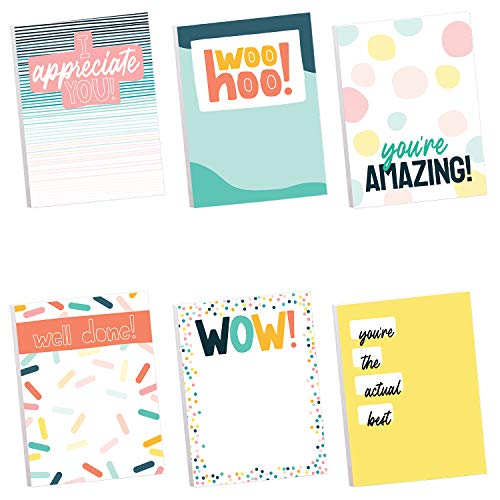 Modern Appreciation Sticky Note Assortment / 3" x 4" Repositionable Sticky Note Set/Set of 6 Colorful Encouragement Pads/Made in The USA