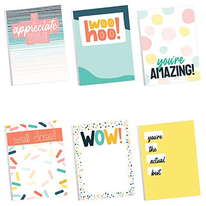 Modern Appreciation Sticky Note Assortment / 3" x 4" Repositionable Sticky Note Set/Set of 6 Colorful Encouragement Pads/Made in The USA