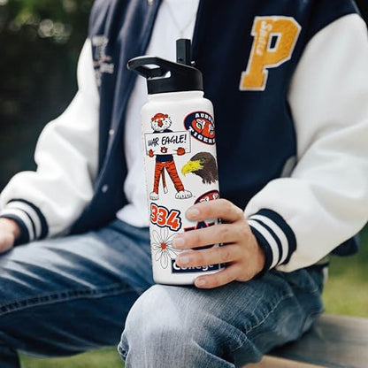 Logo Brands NCAA Native 34 oz Quencher Water Bottle - | Local Icons Design | Double-Wall Insulated| Leak-Proof Lid & Built-In Straw
