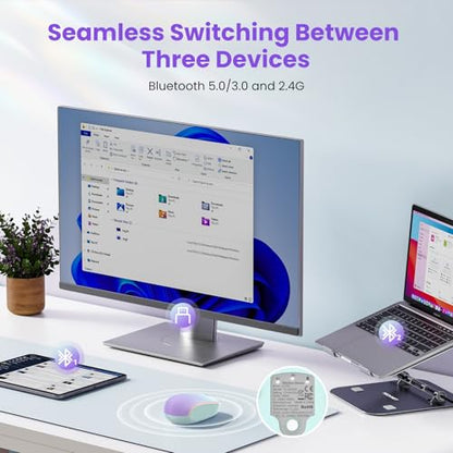 TECKNET Wireless Mouse,Bluetooth Mouse (BT5.3/5.0 & 2.4G) with USB Receiver Silent Optical Computer Mice，Wide Compatibility - color: Gradient