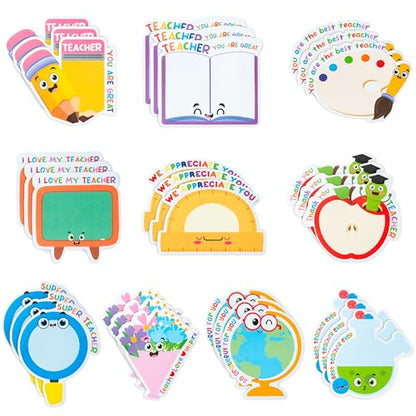 Xqumoi 30 Pack Teacher Sticky Note Back to School Office Classroom Supplies | Self-Sticky Writing Memo Pad, Daily Reminders Notepad, Page Marker, Book Pencil Ruler Shaped, Appreciation Gift, School Staff - style: Teacher Appreciation (Style 1)