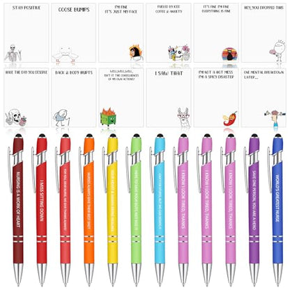 Geyee 24 Pcs Amusing Nurse Sticky Notes with Funny Pens 3 x 4 Inch to Do List Notepads with Sayings Pen for Coworkers Nurse Teacher Employee Office Staff Work Team Appreciation Gifts - style: Amusing Nurse