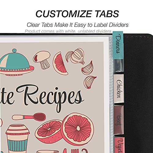 Samsill 8 Tab Recipe Dividers, Recipe Sleeves, Sheet Protector Dividers, with Tab Inserts, Clear, Super Heavyweight, Top Loading, 3 Hole Punched for Standard Letter Size Binders, Archival Safe - size: 1 Pack, style: Tabbed (Letter Size)