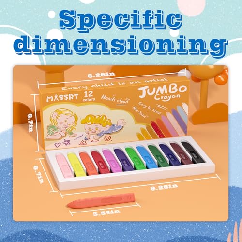 Triangle Jumbo Toddler Crayons 12 Count, Non Toxic Unbreakable Crayons, Easy-Grip Washable, Safe Coloring Gifts for Babies and Children - color: Strip