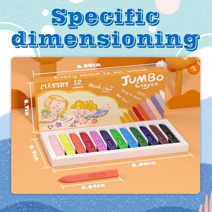 Triangle Jumbo Toddler Crayons 12 Count, Non Toxic Unbreakable Crayons, Easy-Grip Washable, Safe Coloring Gifts for Babies and Children - color: Strip