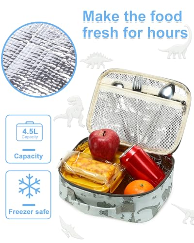 CAMTOP Backpack for Kids, Boys Girls Preschool Backpacks with Lunch Box Toddler Kindergarten School Bookbag Set (Beige Dinosaur) - color: Beige Dinosaur
