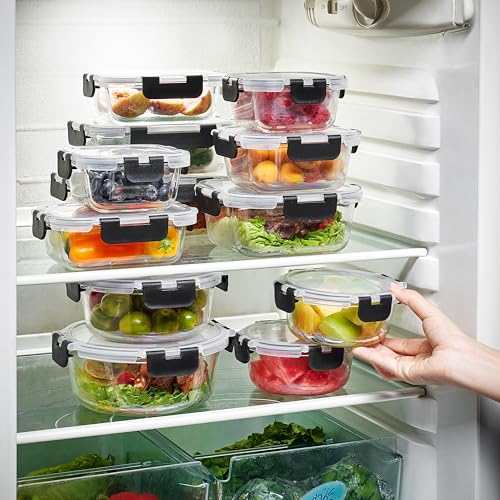 Sorbus Glass Meal Prep Containers, Dishwasher and Oven Safe Reusable Meal Prep Containers, Freezer Safe Glass Food Storage Containers with Airtight Lids - size: 12 Pack Set
