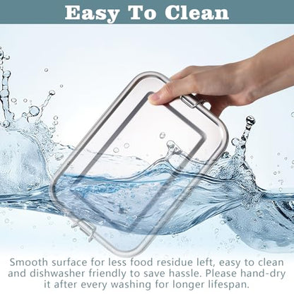 TeamFar Stainless Steel Bento Box, 3 Pack (16, 28 & 47oz) Metal Lunch Box with 3 Compartments for Adults Kids, Lunch Food Containers for School/Work/Meal Prep, Leak-Proof, 550ML+850ml+1400ML