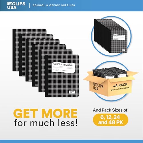 Composition Notebooks, Quad Ruled, Graph Paper Composition Notebook, Graph Composition Notebook, 100 sheets, 9.75″ x 7.50″ (12 Pack) - style: 12 Pack