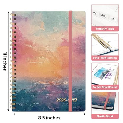 Planner 2026-2027, Academic Year Weekly and Monthly Calender Planner, from Jul 2026 - Jun 2027, Spiral Bound School Planning Book, Perfect for Teacher, Student, Women & Men, A4 (8.5" x 11"), Sunset - color: A-Sunset, size: (8.5"x11")a4