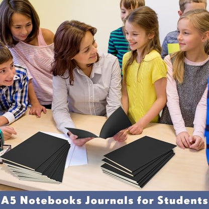 Mimorou 100 Pcs Journals Notebooks Bulk - Kraft Softcover A5 Small Notebooks 5.5 Inch x 8.3 Inch Notepads with 60 Page 30 Sheet for Writing Sketch Travel Office Supplies(Black,Dot) - color: Black, style: Dot