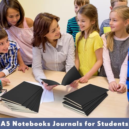 Mimorou 100 Pcs Journals Notebooks Bulk - Kraft Softcover A5 Small Notebooks 5.5 Inch x 8.3 Inch Notepads with 60 Page 30 Sheet for Writing Sketch Travel Office Supplies(Black,Dot) - color: Black, style: Dot