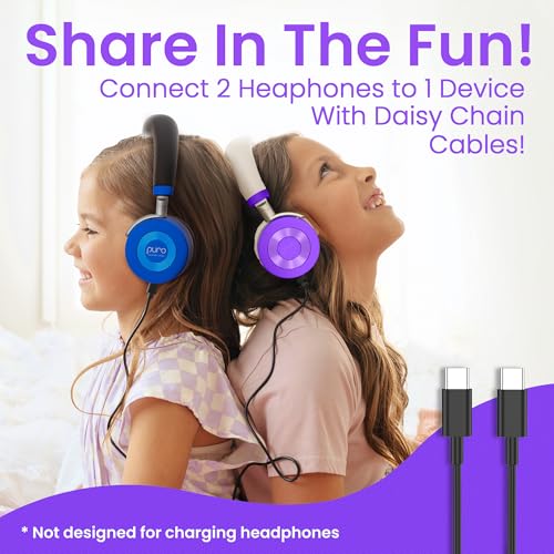 Puro Sound Labs JuniorJam Plus Volume-Limiting Wireless Bluetooth Headphones for Kids, Secure Audio with Adjustable On-Ear Design, 22-Hour Battery Life, Ideal for Tablets, Smartphones & PCs - Purple - color: Purple