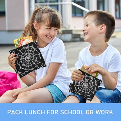 Reusable Food Storage Bags Goth Spider 3 Pack Set Lunch Bag Compact Sandwich Snack Bag Small Medium Large for Lunch, Travel & Organization - color: Bag 19