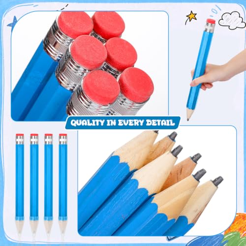 Tinlade 6 Pcs Wooden Jumbo Pencils for Prop, Funny Huge Blue Giant Pencil 14 Inch for Home and School Supplies, Kids, Preschoolers - color: Blue