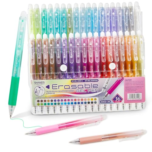 36 Colors Retractable Erasable Gel Pens Clicker,Fine Point 0.7mm Smooth Writing Pens,Cute Pens For Writing Journaling Taking Notes School Office Home. - color: 36 Colors